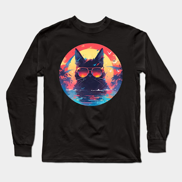 Cat in sunglasses, summer Long Sleeve T-Shirt by NemfisArt